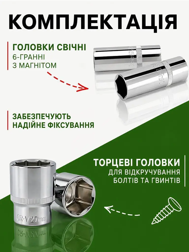 Набір інструментів 108 предметів (1/2" та 1/4") у міцному кейсі: професійна якість для авто та дому (49675841) - фото 6