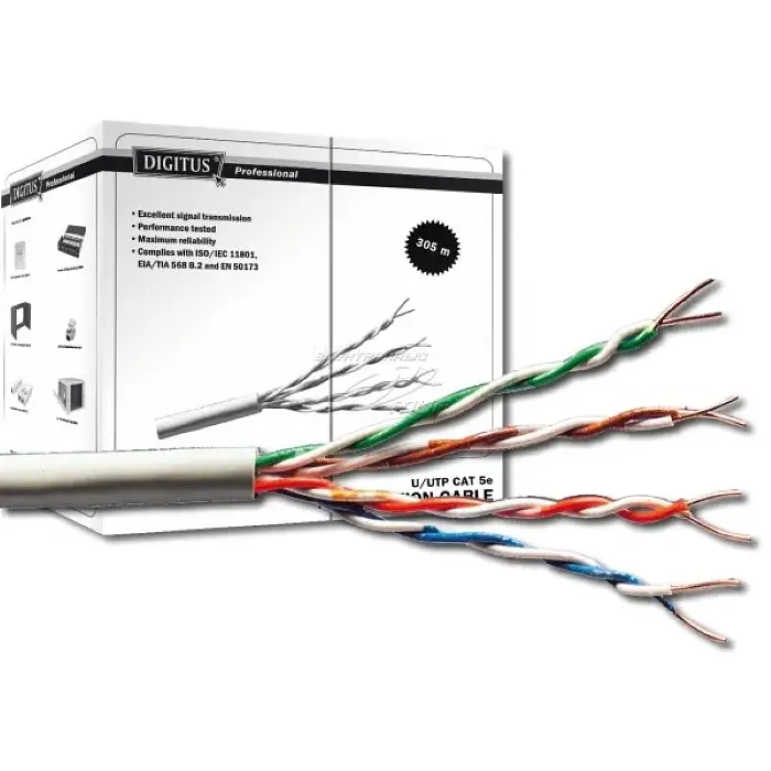 Digitus Кабель Вита пара САТ 5e UTP, 305м, AWG 24/1, PVC, сірий - фото 2
