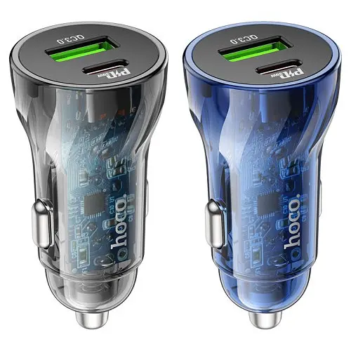 Автомобільний зарядний пристрій HOCO Z56 Friend PD35W+QC3.0 cigarette lighter car charger сірий - фото 5