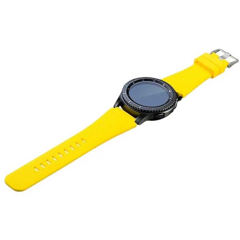 Бреслет к Samsung Gear S3 Frontier (RM-760) - желтый силикон размер L Watchbands (WB001YELLOWNW4) - фото 1