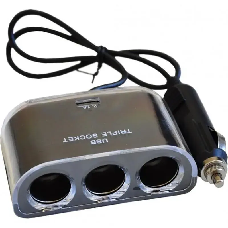 Зарядний пристрій Atcom ES-09 (HUB 3 x DC12 + 1 x USB, 2.1A) (13151)