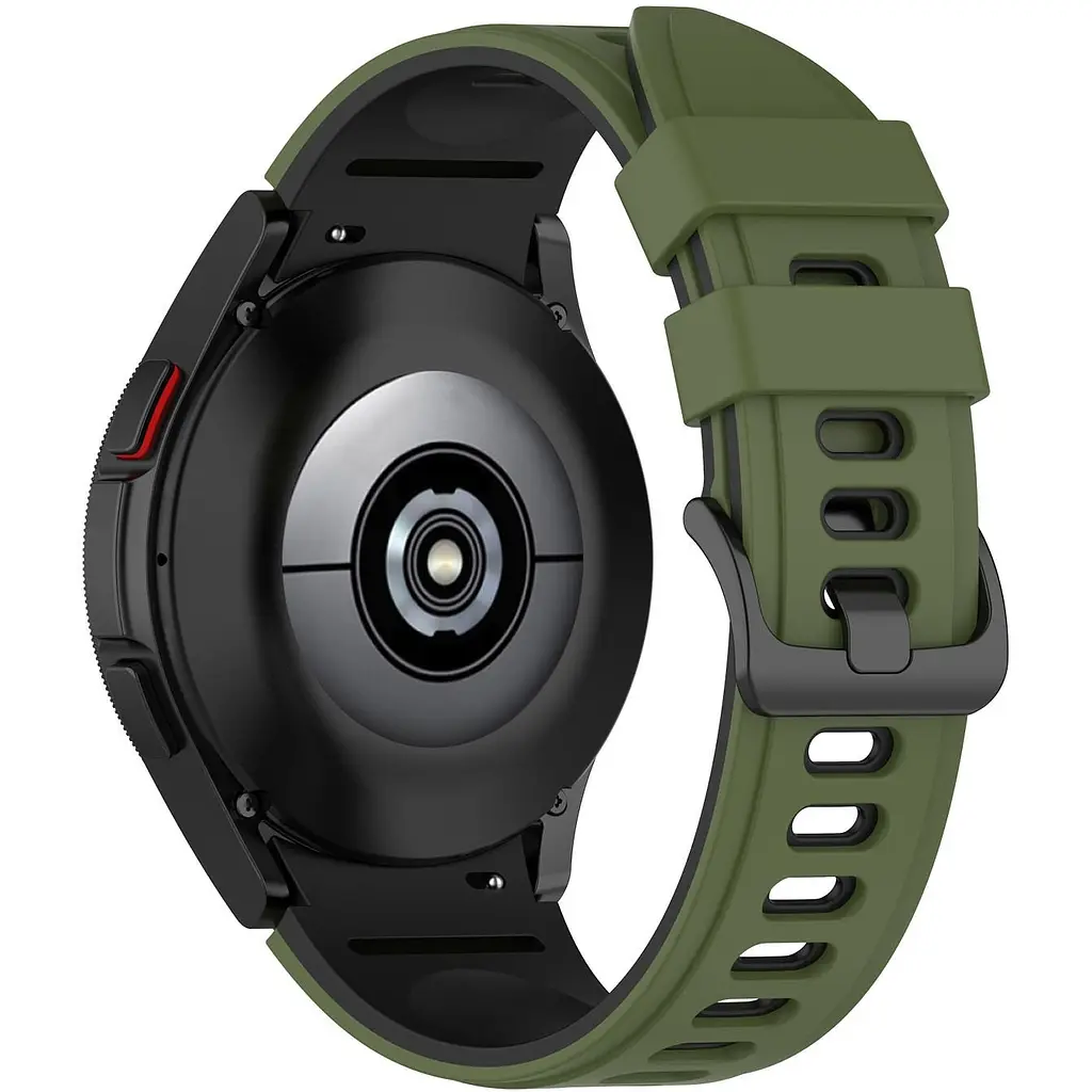 Ремінець для Samsung Galaxy Watch 4 Classic 42mm - зелено-чорний ширина кріплення 20мм силікон Watchbands Ricco (W19-2WB62202667)