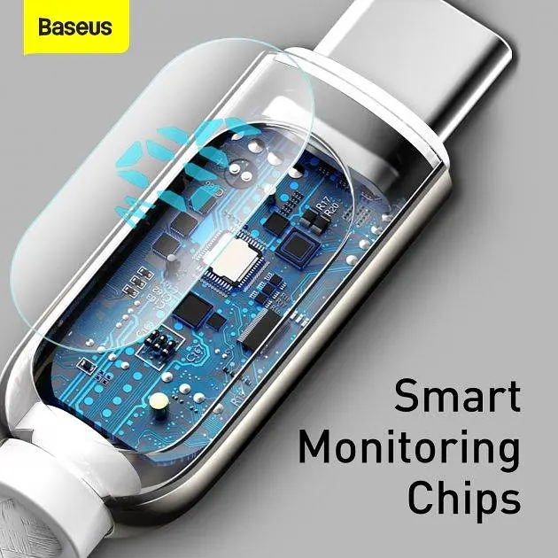 Кабель Baseus Display Fast Charging Cable USB to Type-C 5A 1m CATSK-02 White - фото 9