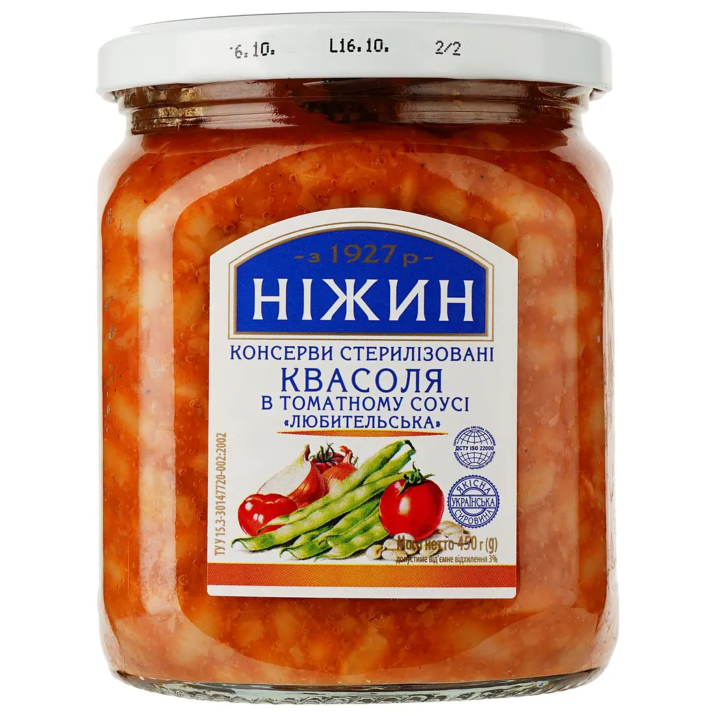 Уцінка. Квасоля Ніжин Любительська в томатному соусі 450 г (34854)