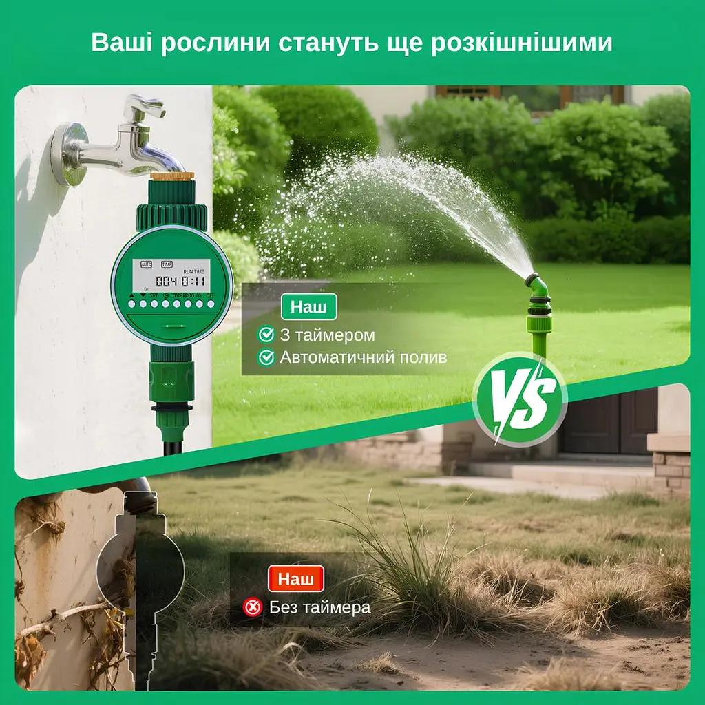 Программируемый таймер подачи воды XON WaterTimer X341P для полива (XWTDAP072401G 3473) Зеленый - фото 4