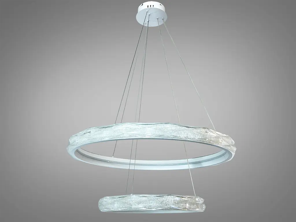 Підвісна LED-люстра в спальню Diasha 583-800+500WH біла, 2 кільця, 200 Вт, 80 см, до 30 м2 - фото 5
