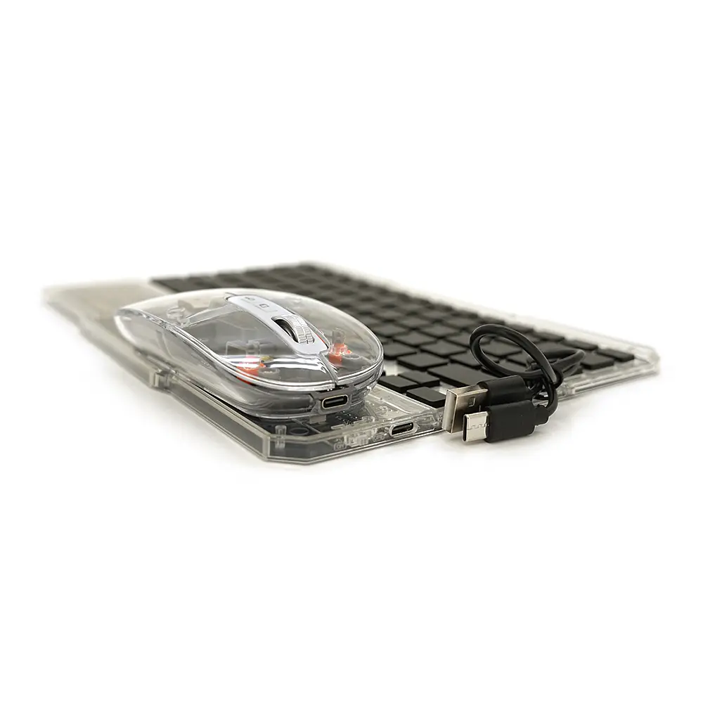 Бездротовий комплект Voltronic YT-KB333 (KB+Mouse), (Eng / Pyc), 2.4G, 78 клавіш, Black/Transparent, Box - фото 5