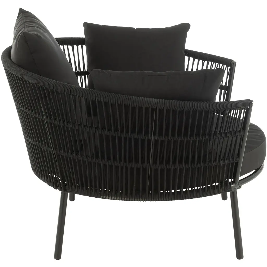 Кресло J-line для уличной зоны круглое из ротанга с подушками черное (52261) - фото 4