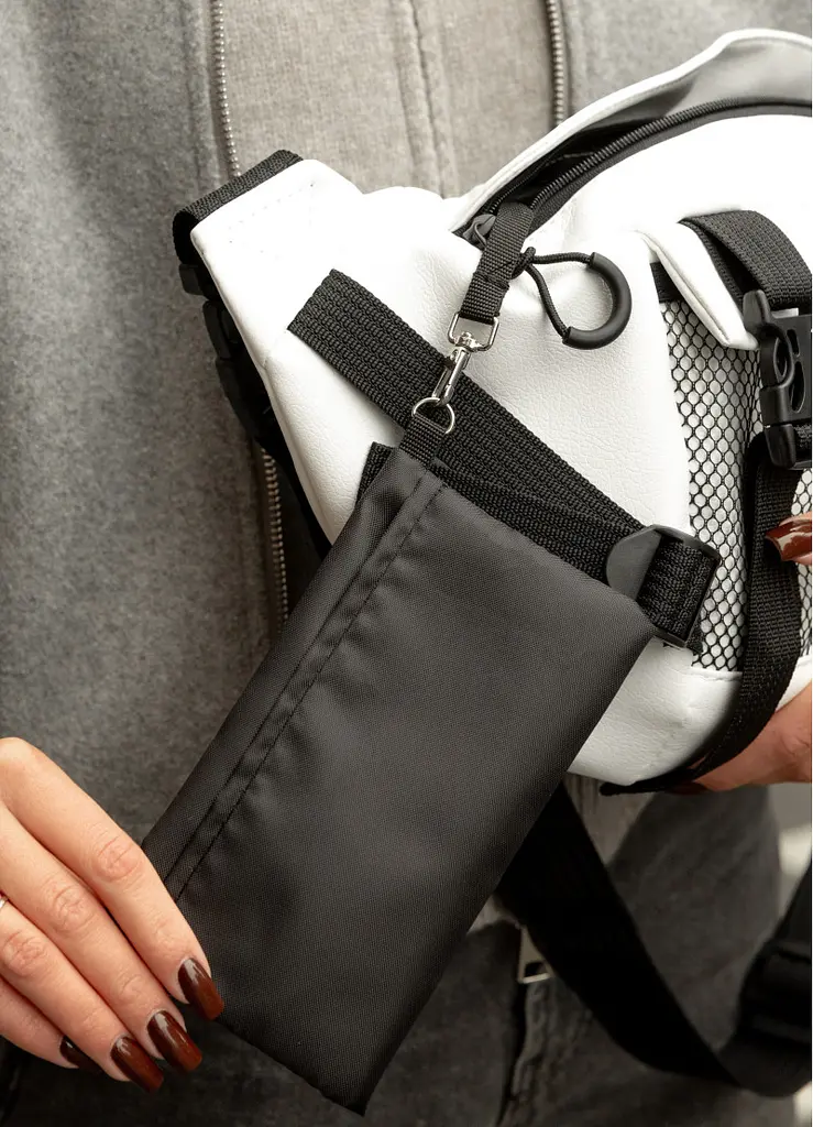 Велика жіноча поясна сумка бананка Sambag DynamicDart біла 38 × 21 × 7 см (80411008) - фото 9