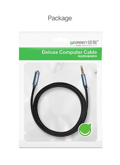 Кабель Ugreen AV118 3.5 mm Male to 3.5 mm Female 1 м Blue (40673) - фото 7