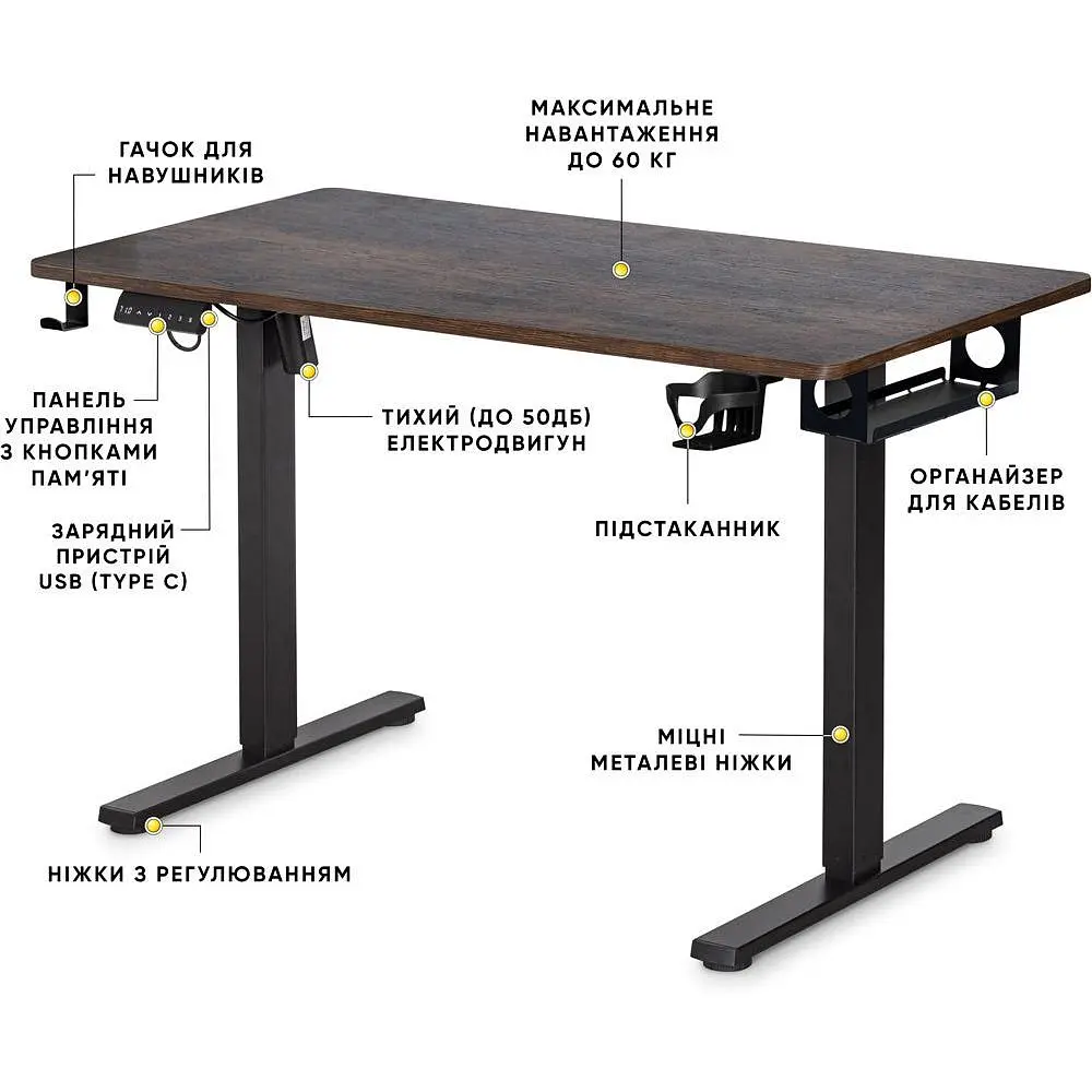 Стіл Mealux PowerDesk Lite Antique з електрорегулюванням висоти (EVO-201 Lite Antique/B) - фото 4