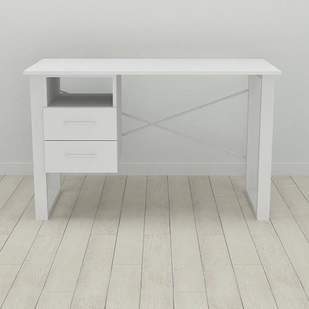 Письменный стол с ящиками Ferrum-decor Оскар 750x1400x700 металл Белый ДСП Белый 16 мм (FRD-103282) - фото 5