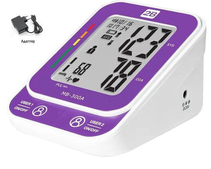 Тонометр 2B MB-300a с голосовым сопровождением и адаптером автоматический на плечо - фото 3