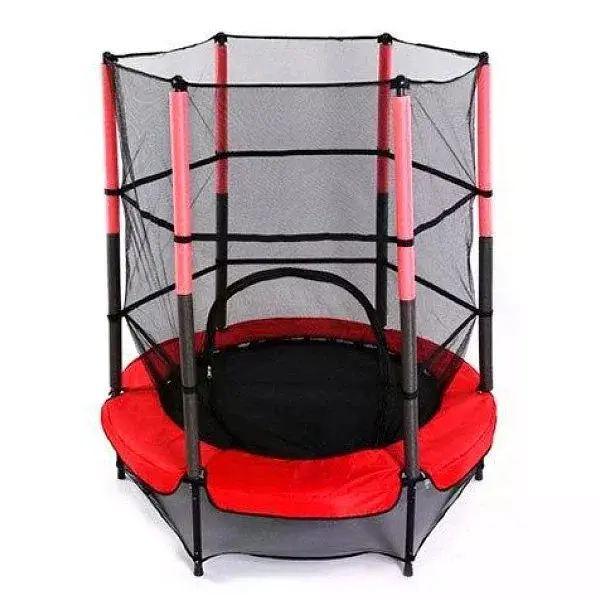Дитячий батут Just Fun 140×160 см червоний із внутрішньою захисною сіткою