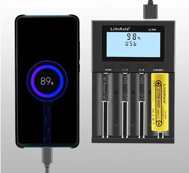 Зарядное устройство для аккумуляторов LiitoKala Lii-M4 (Li-ion IMR LiFe+NiMH) + Рower bank + Type-C - фото 6