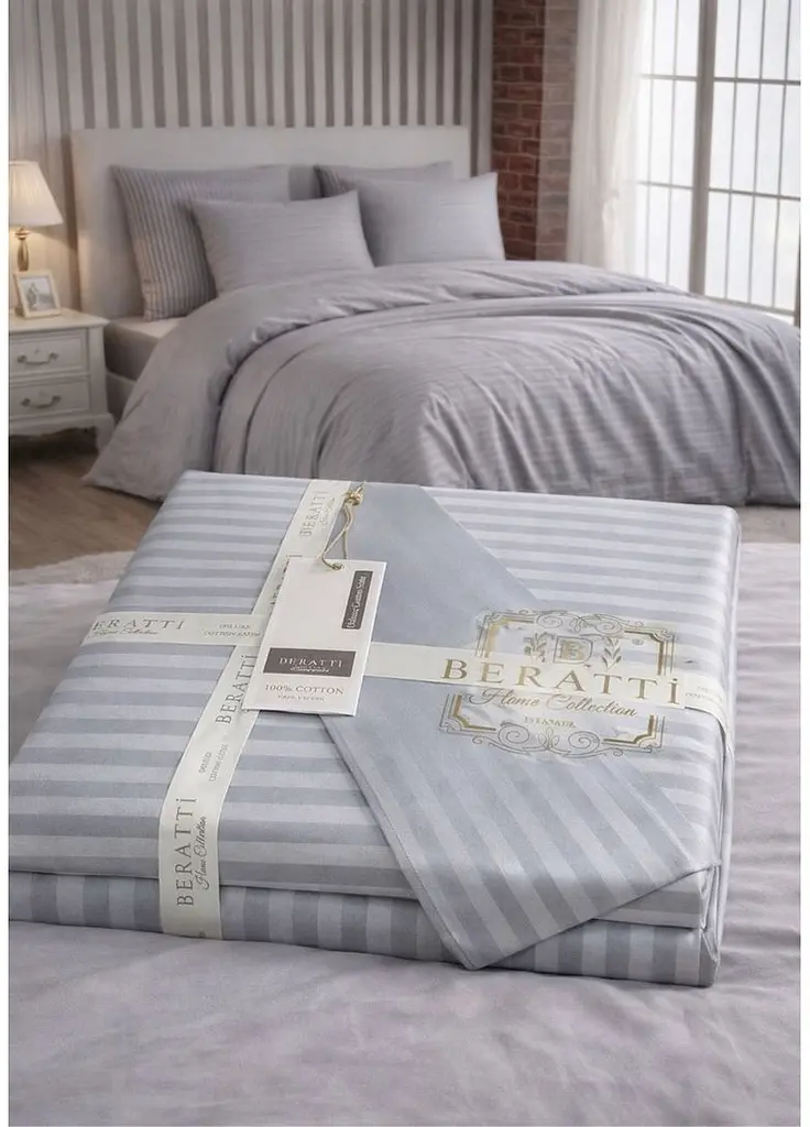 Комплект постельного белья евро 200х220 Berratti premium сатин серый TC303376124 - фото 2
