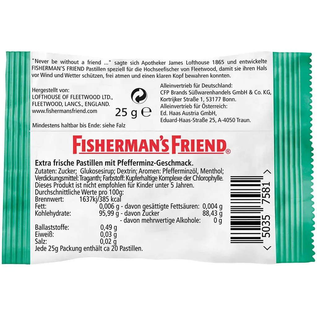 Льодяники Fisherman's Friend Mint Menthol-Pastillen Без цукру 25г - фото 2