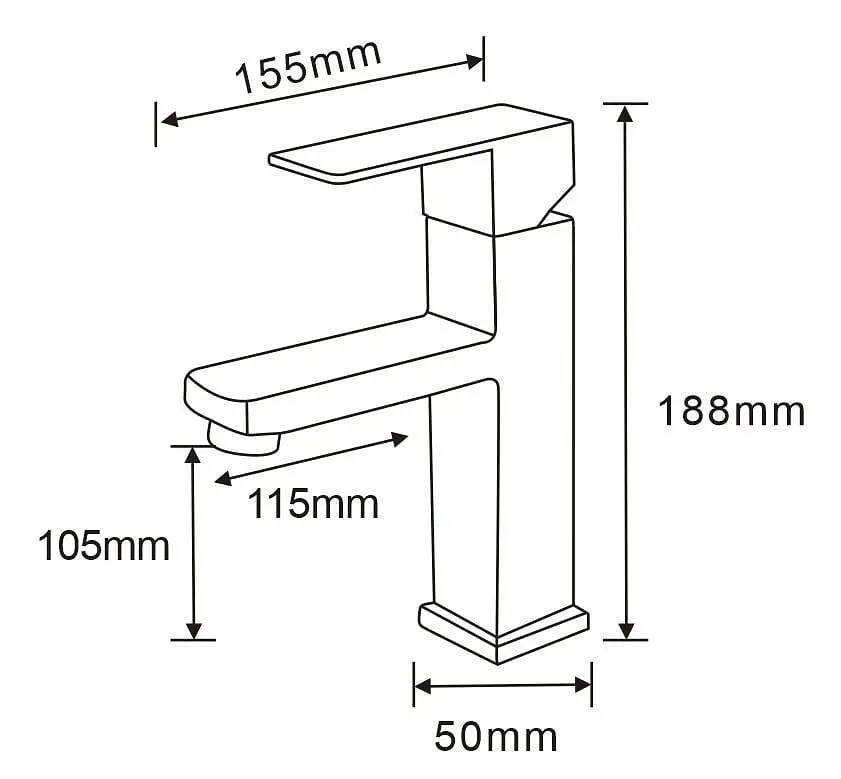 Смеситель для умывальника Wezer PRO1-02-BLACK, Черный матовый - фото 5