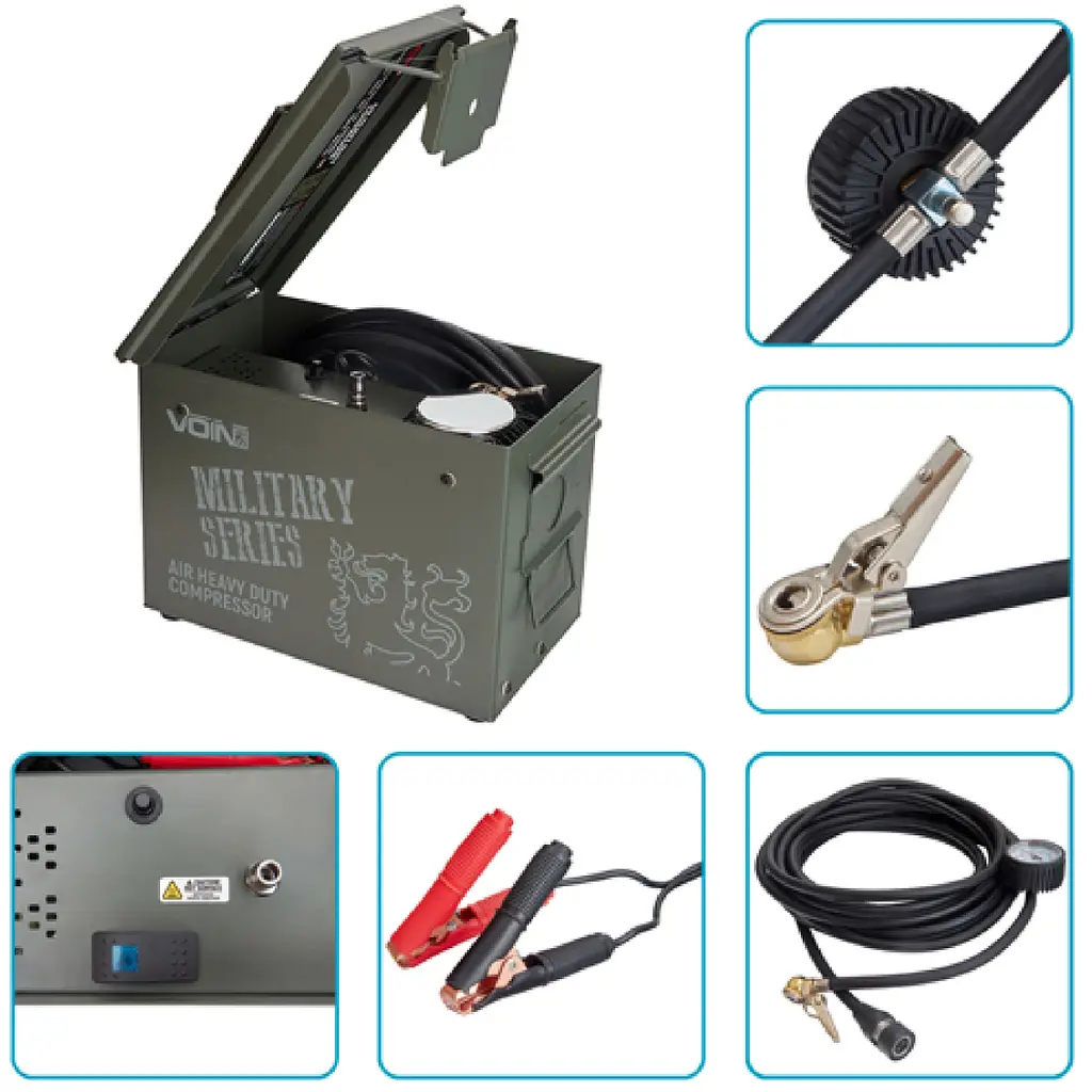 Автомобільний компресор Voin MILITARY SERIES 150psi 50A 160л Клеми (VM-080)