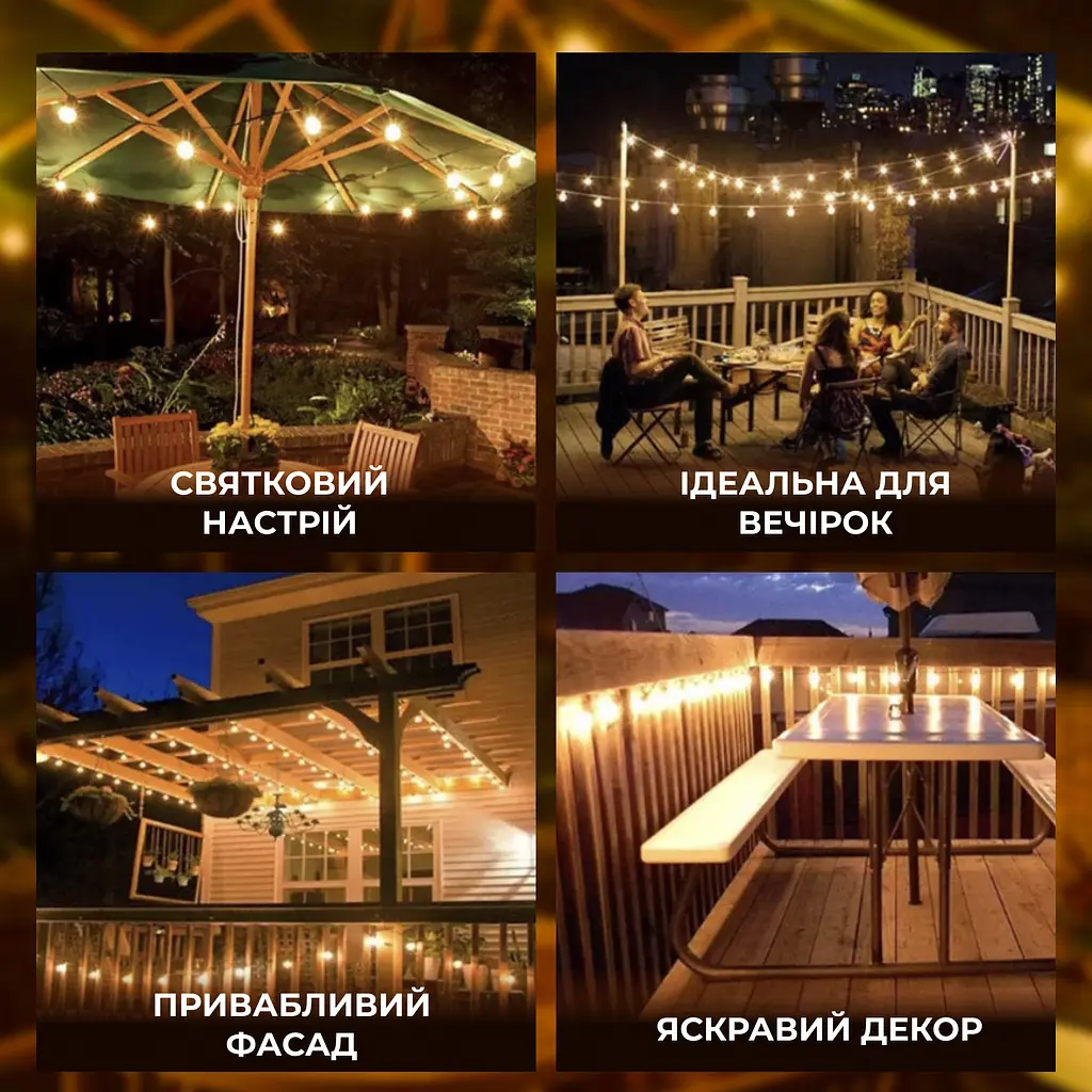 Уличная ретро-гирлянда GarlandoPro 10 LED длина 5 м, теплый белый (S14Y) - фото 6