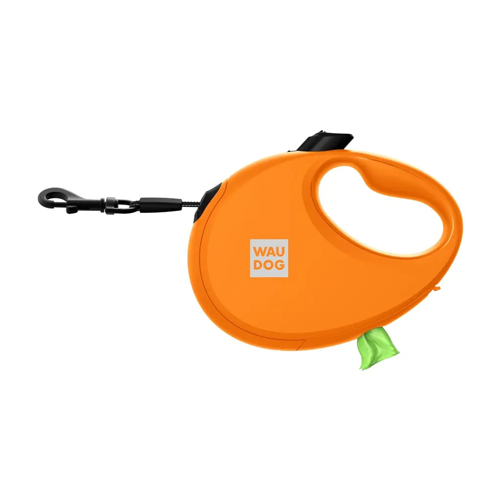 Повідець для собак WAUDOG R-leash з контейнером для пакетів S до 12 кг 3 м помаранчевий (26274) - фото 3
