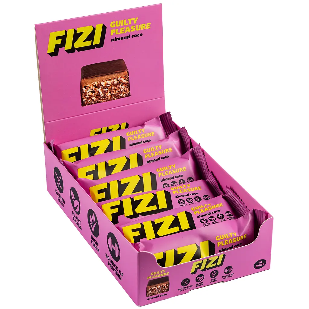 Батончик шоколадний Fizi Guilty Pleasure Almond Coco 40 г х 10 шт. шоу-бокс - фото 4