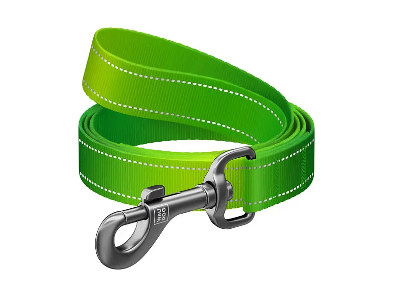 Поводок для собак WAUDOG Nylon Mono, светоотражающий L-XXL салатовый (52195) - фото 2