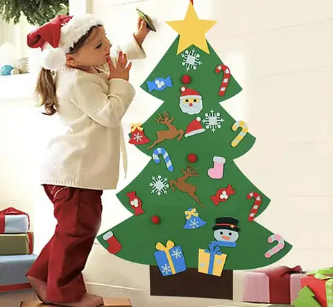 Дитяча ялинка з іграшками з фетру на стіну 95 х 70 см Chrismas Free - фото 3
