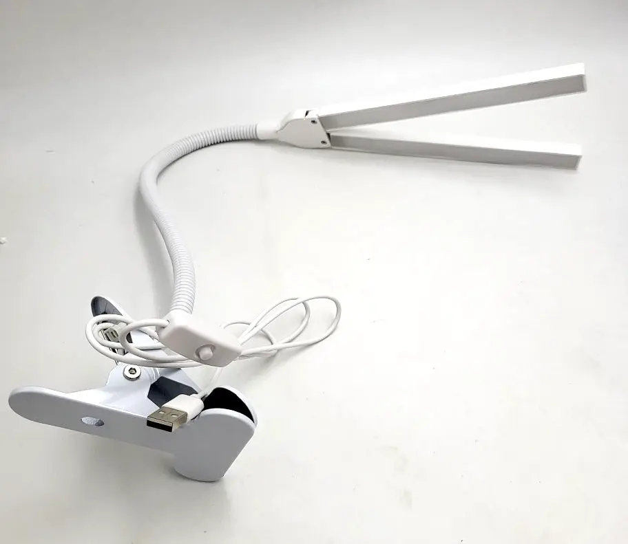 Світлодіодна LED настільна USB-лампа гнучка на прищіпці 2 плафони UKC XSD 919 біла - фото 2