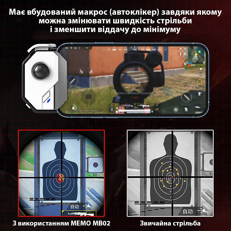 Джойстик для телефону Memo MB02 ігровий контролер тригер Black White (18533) - фото 6