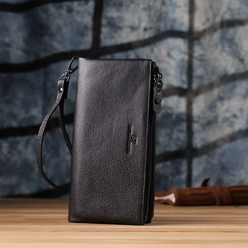 Практичний шкіряний гаманець на три відділення ST Leather 23111 чорний - фото 9