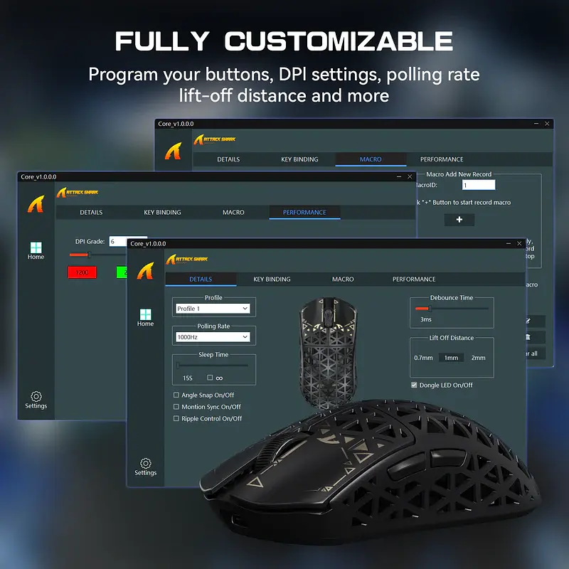Ігрова мишка ATTACK SHARK R5 Ultra / Три режими підключення / PAW3950MAX / Carbon Fiber / 39 г / Black - фото 8