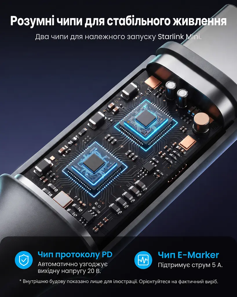 Кабель живлення Vention FDTHI USB-C - DC 5.5x2.1 мм Starlink Mini PD 100 Вт 3 м сірий (FDTHI) - фото 4