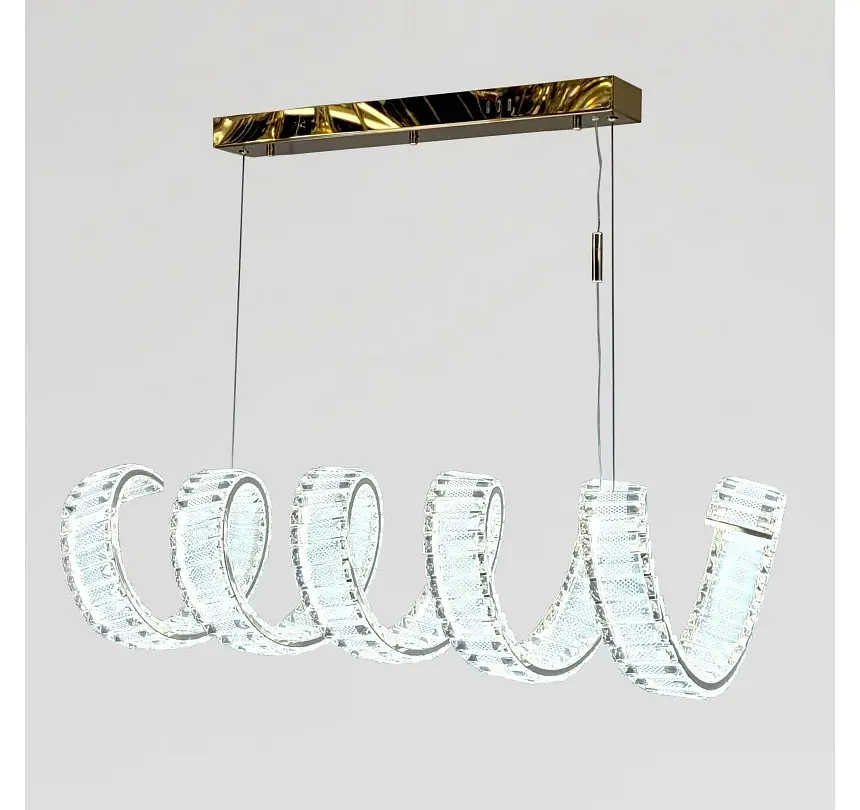 Лінійна золота LED-люстра Artlight 533/L1000 із хвилеподібним скляним декором, 198 Вт, від 25-35 м² - фото 4