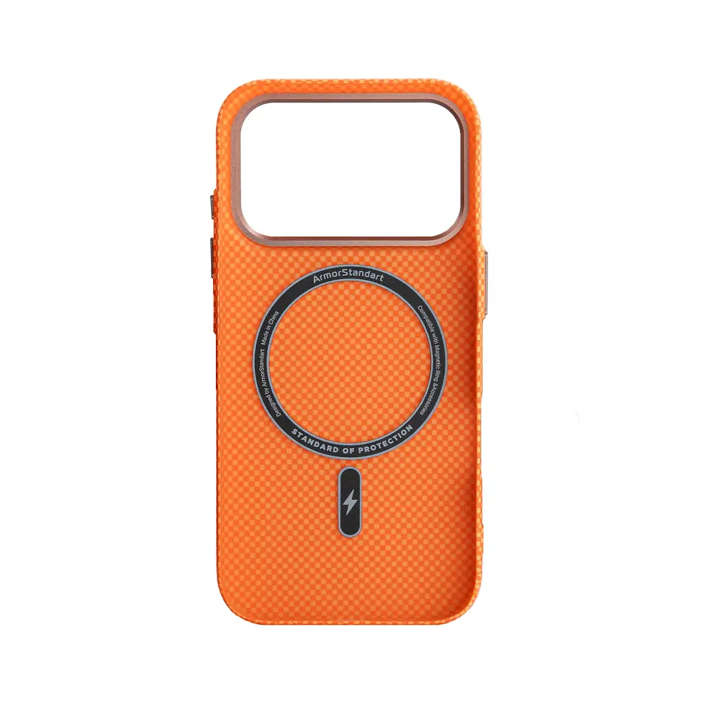Чохол ArmorStandart LikeCarbon2 SE MagCase для Apple iPhone 17 Pro Kevlar Orange Rose Gold - фото 2