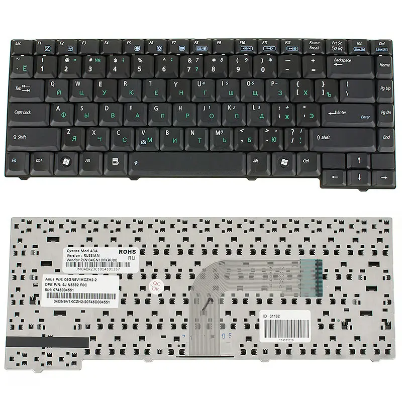 Клавіатура для ноутбука ASUS (A3(A/E/H/F/V), A4, A4000, A7, F5, G2, M9, R20, X50, Z8, Z8000), rus, black, шлейф праворуч - фото 2
