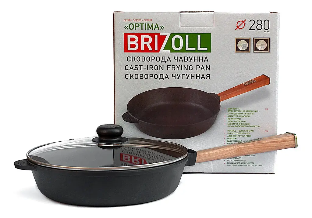 Сковорода чавунна Brizoll Optima Lids O2860P-C 28 см - фото 4