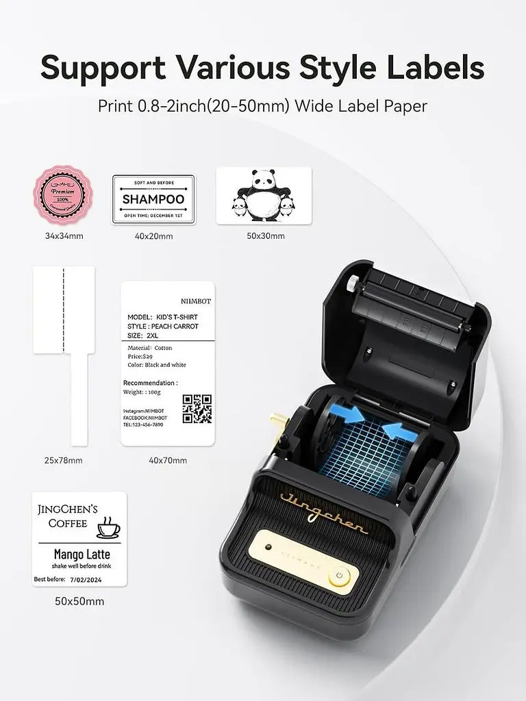 Принтер етикеток стікерів Niimbot B21 Black, термопринтер | + рулон етикеток (230 шт) - фото 3