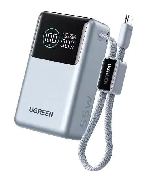 Павербанк з вбудованим кабелем Ugreen PB834 10000 мАг 55W з шкидкою зарядкою та цифровим LED дисплеєм - фото 2