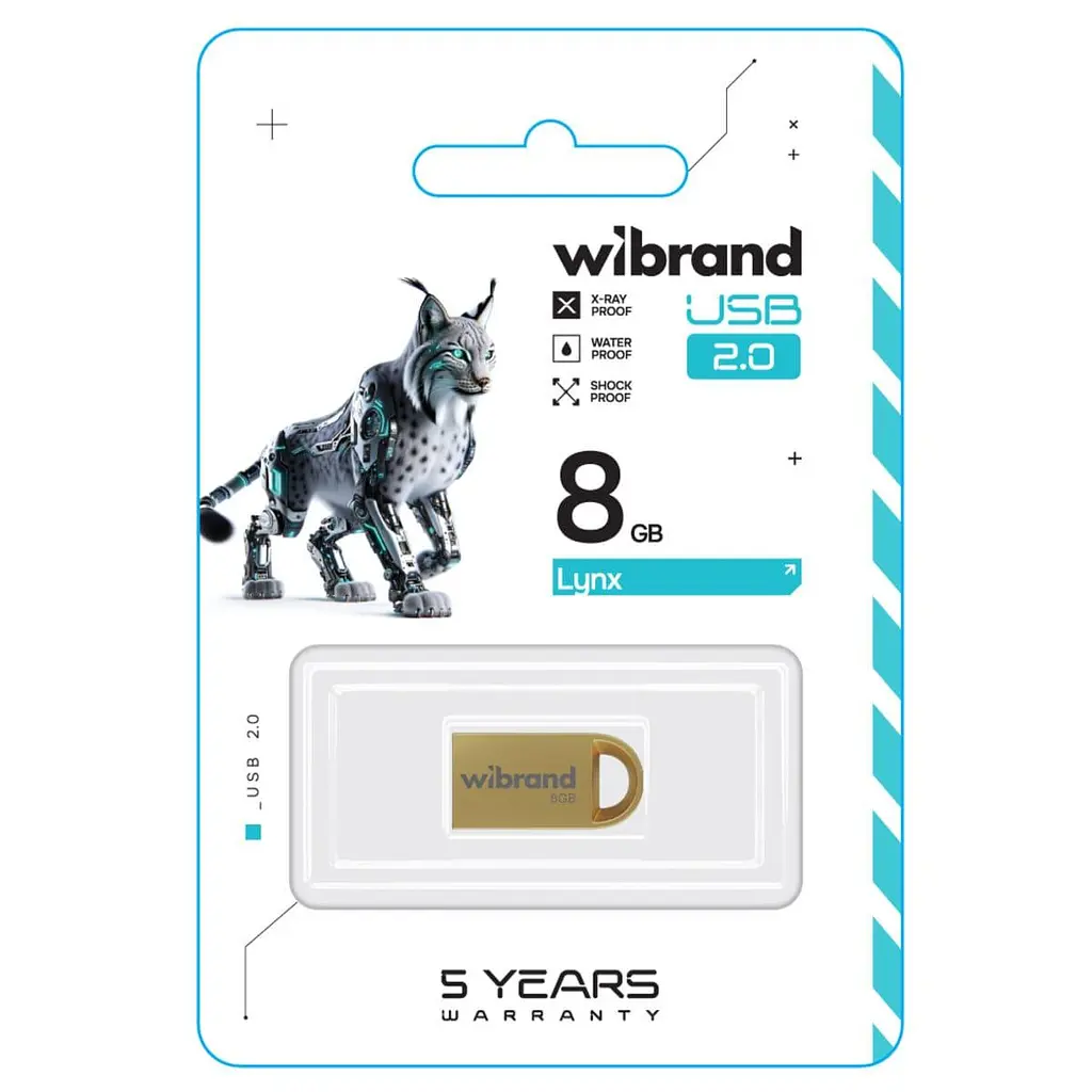 Flash Wibrand USB 2.0 Lynx 8Gb Gold - фото 2