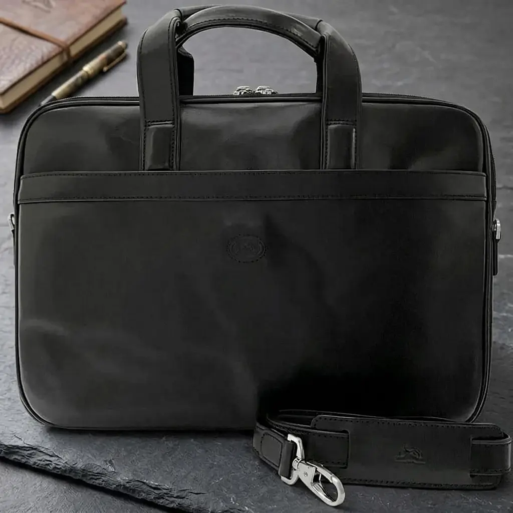 Чоловічий портфель з натуральної шкіри Tony Perotti Italico 7044-40 nero (90641) Чорний - фото 8