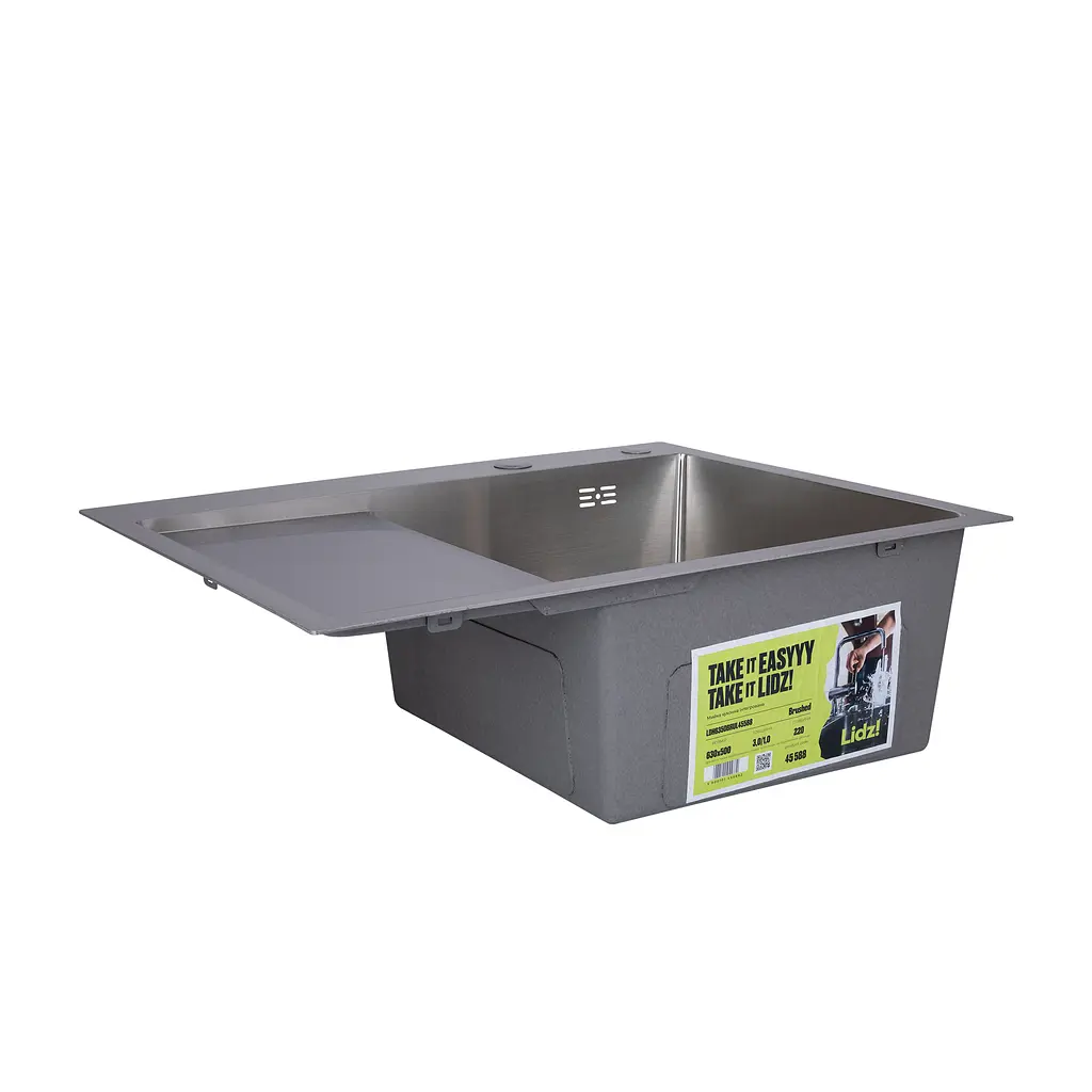 Кухонна мийка інтегрована Lidz Handmade H6350L крило ліворуч (LDH6350BRUL45588) Brushed Steel 3,0/1,0 мм, Нержавіюча сталь - фото 3