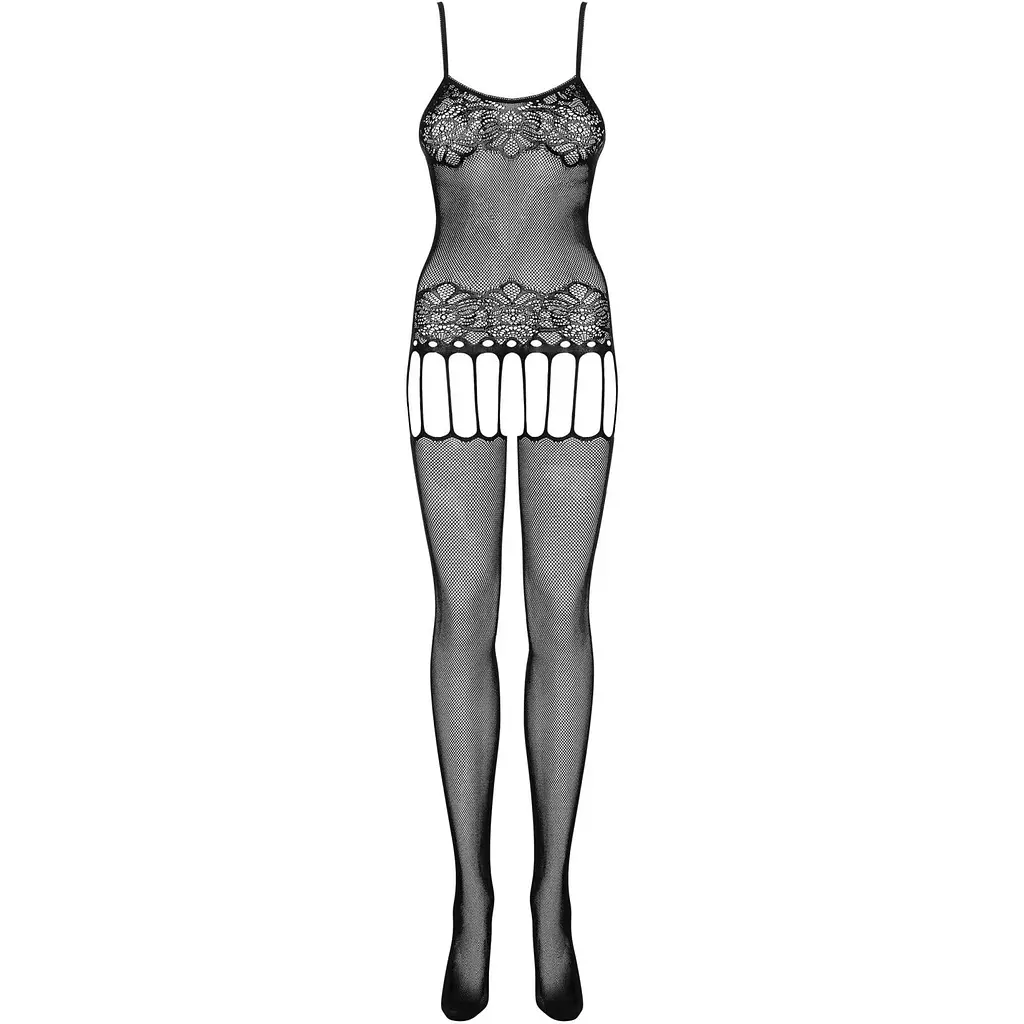 Бодістокінг Obsessive Bodystocking F235 S/M/L, тонкі підв’язки, ніжний декор, сіточка - фото 4