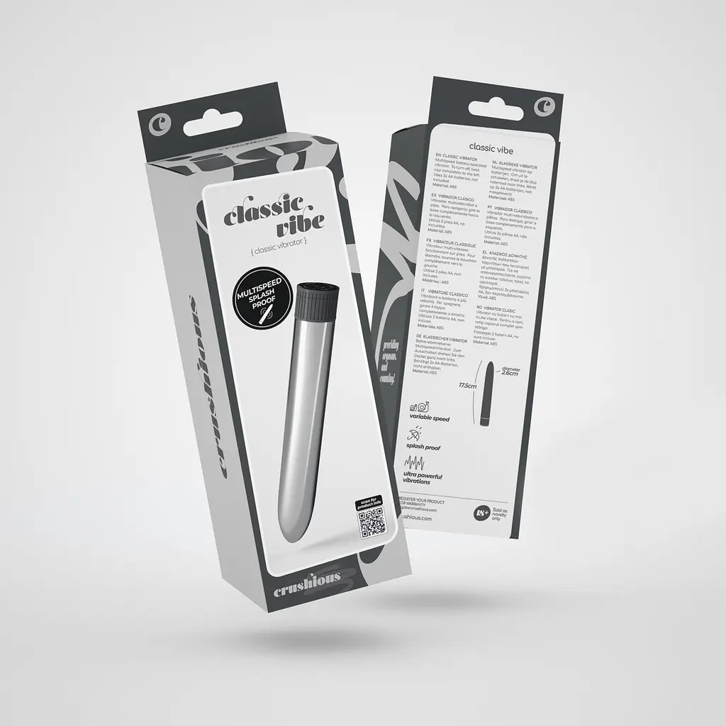 Вибратор Crushious Classic Vibe 17.5 см (серебристый) - фото 13