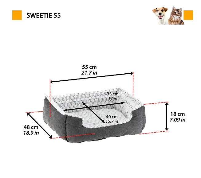 Лежак для собак і котів Ferplast Sweetie 55 зі штучним хутром сірий 55x48x18 см 81064599 - фото 2