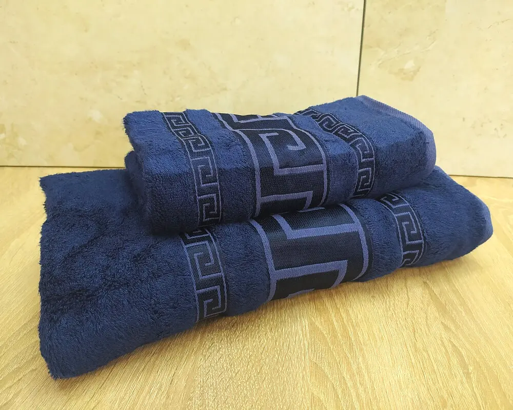 Набір турецьких бамбукових махрових рушників Cestepe 50х90+70х140 Bamboo Grek Dark blue - фото 2