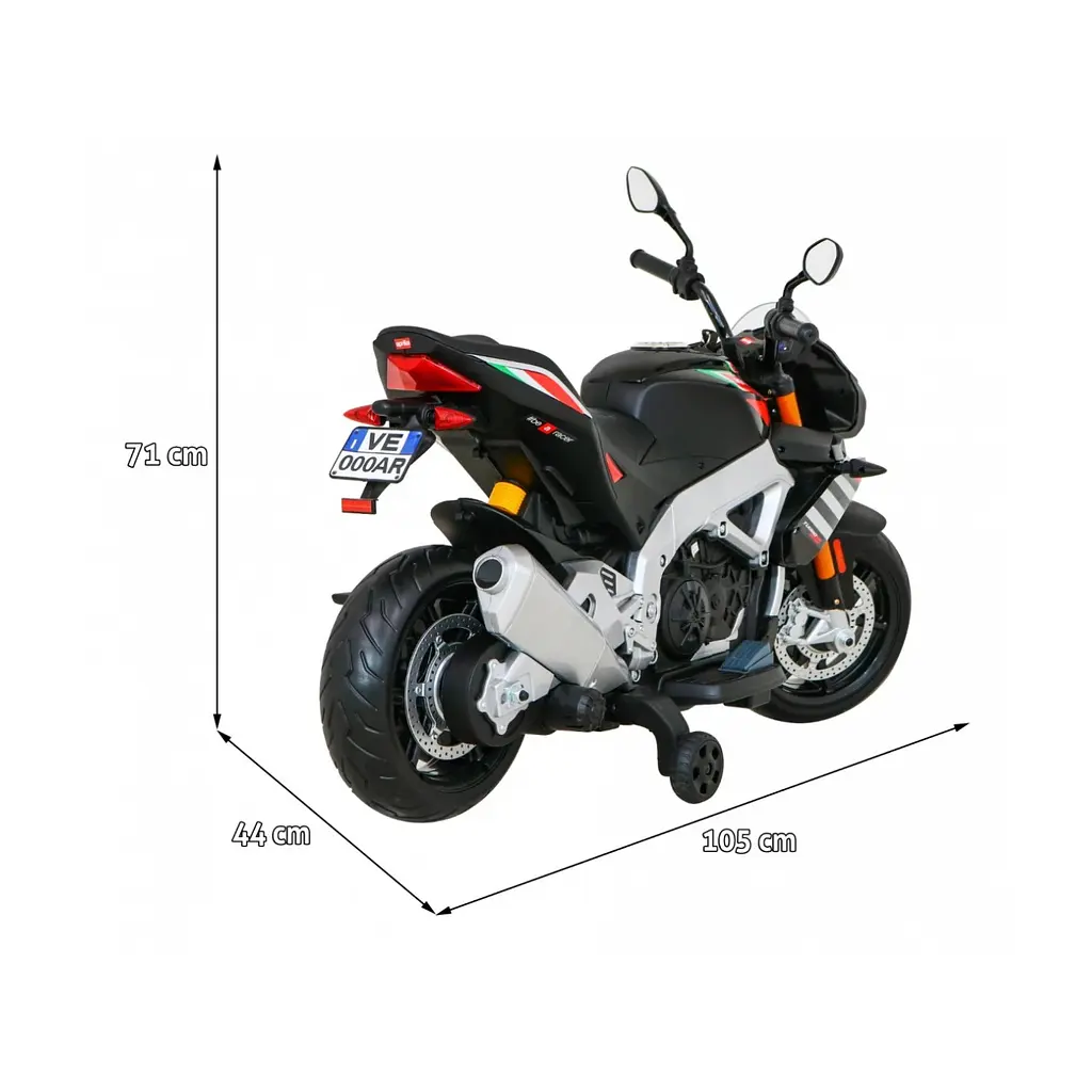 Електромотобайк із допоміжними колесами Ramiz Aprilia Tuono V4 12 В, червоний (PA.A010.CR) - фото 2