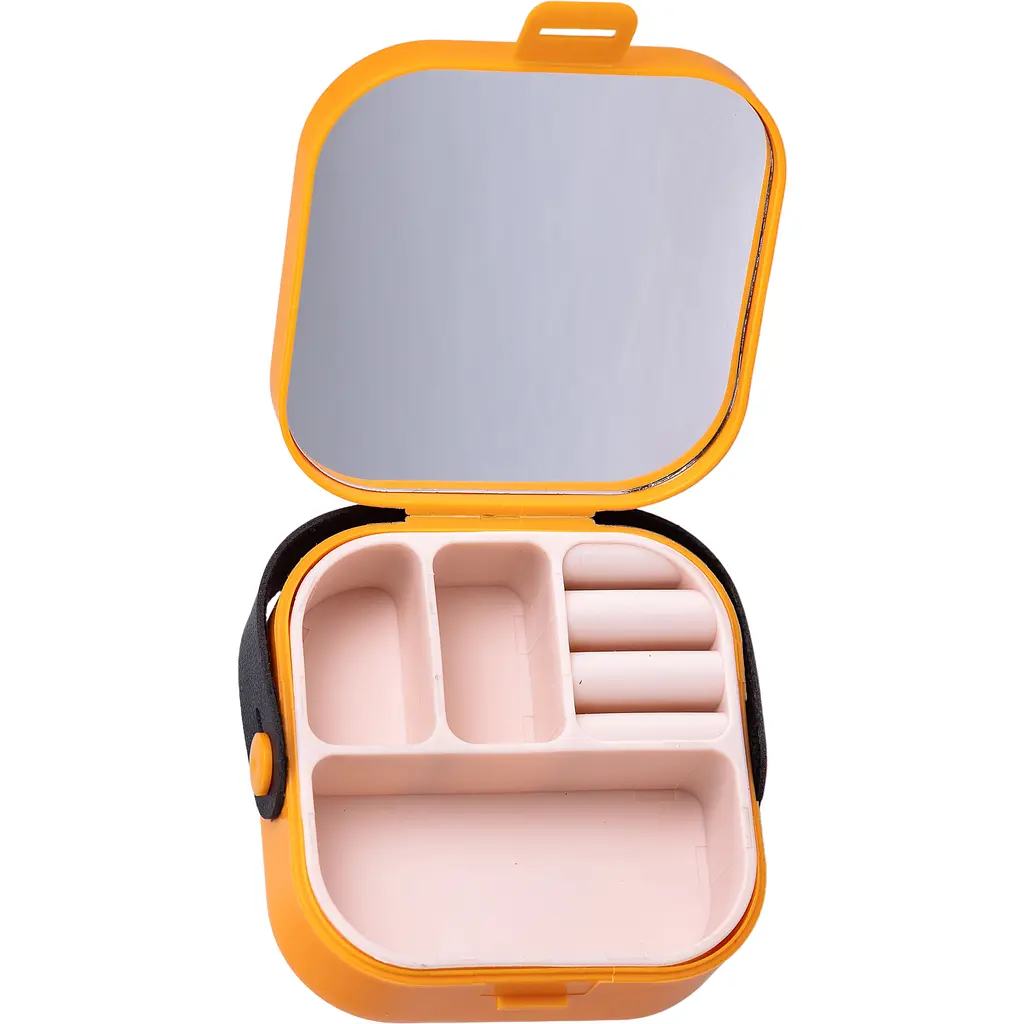 Міні-скринька для прикрас Yiwu Mini Box з дзеркалом 9x9x3.8 см помаранчева HP-5-27O - фото 3