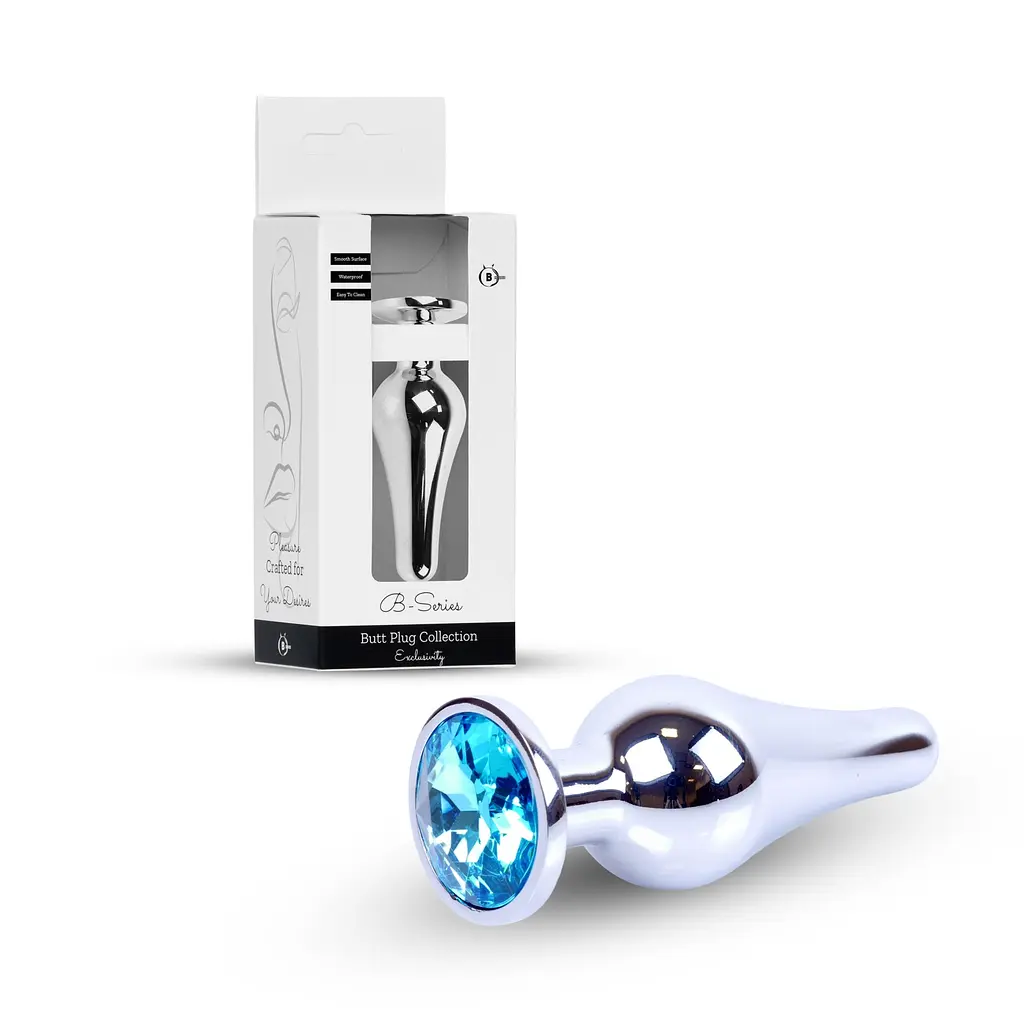 Анальна пробка - Jewellery Silver Long Plug Light Blue - фото 11