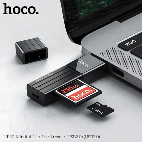 Картридер Hoco HB20 Mindful 2 в 1 USB 3.0 черный - фото 2
